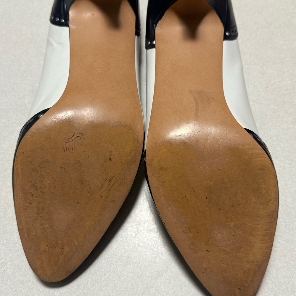 925 Collection Leather White Wing Tip Heels Sz 6.5 Swing,flapper,40’s,rockabilly - Picture 10 of 11